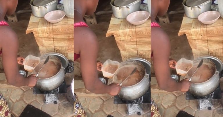 Nigerian man sparks reaction as he buys N50 beans and N200 beans water from a street food vendor (VIDEO)