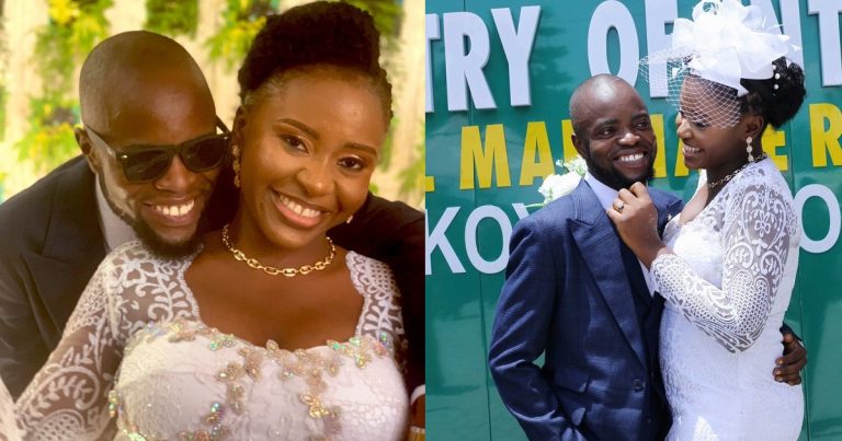 "This one get 500k wey he wan give you?" – Newly married woman run into her husband's arm for safety after receiving backlash from netizens over a recent post