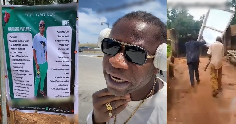 "Umunna don’t ever disrespect me again" – Speedy Darlington roars at his village people for dismantling the signboard he set up to announce his search for a wife (VIDEO)