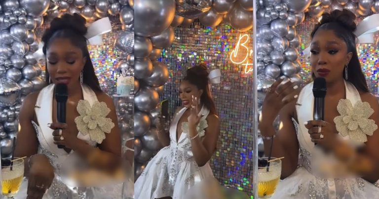 Video of actress, Sharon Ooja praying for her single friends at her bridal shower stirs controversy online (Watch)