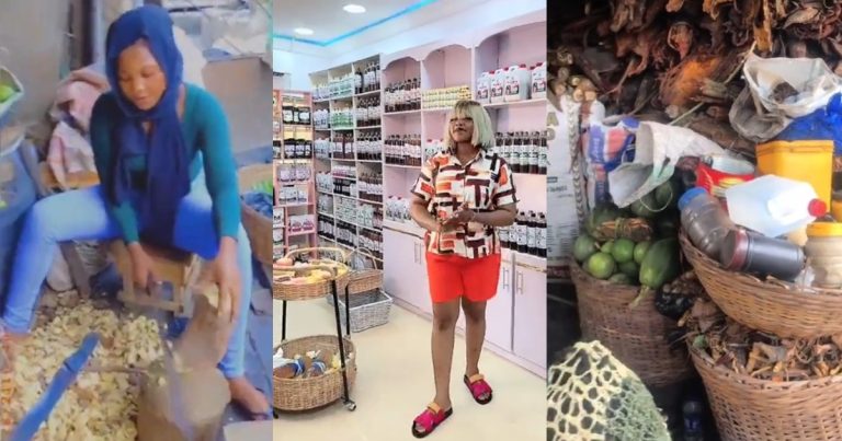 "Agbo seller to Agba seller" – Herbal medicine seller shows off her amazing business growth (WATCH)