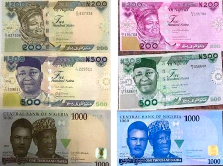 Old note and new naira notes