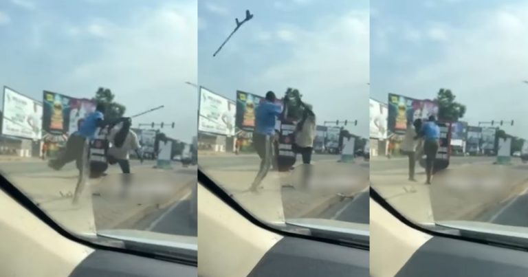 "Battle of balance" – Drama Ensues As Two Men Lock Horns On The Road (WATCH)