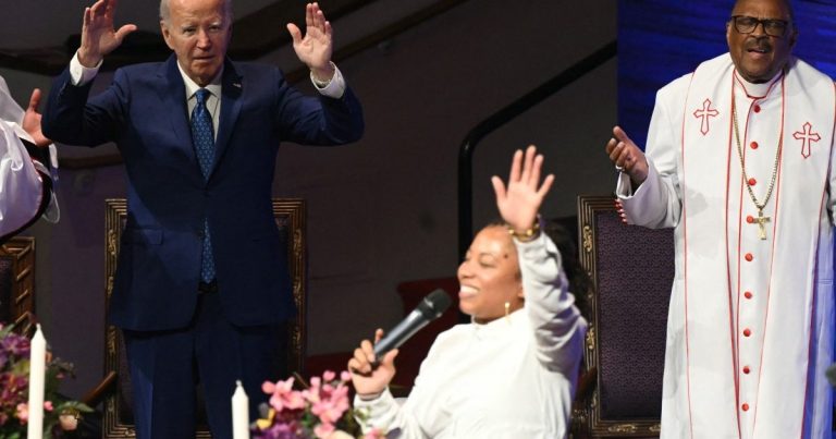 Biden hits campaign trail, visits Black church as pressure mounts