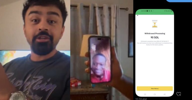 Crypto trader commends a Nigerian giveaway winner for returning his dollars after he mistakenly $14,000 (100 SOL) instead of $100 (WATCH)