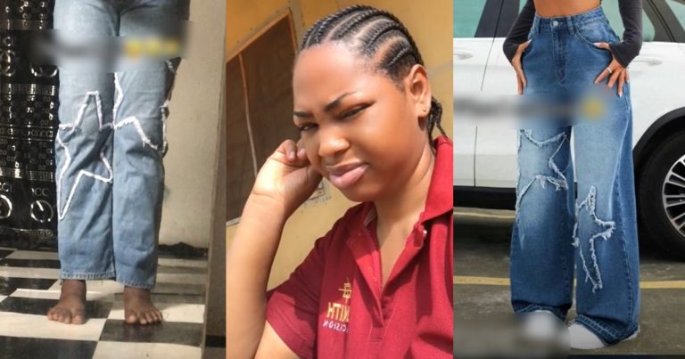 "E get star Abi e no get?" – Nigerian lady shares the picture of the boyfriend jeans she ordered online for N9,500 (VIDEO)