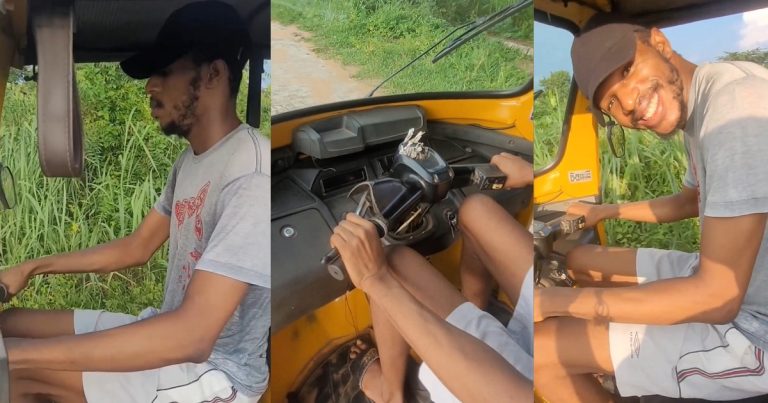 "Finally learnt how to drive keke" – Influencer Daniel Regha all smiles as he shares his latest achievement (VIDEO)