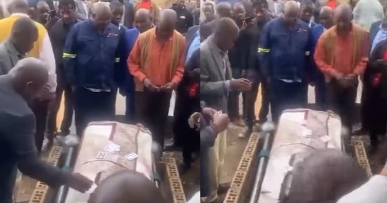 Gamblǝrs pay last respect to their colleague as they gamblǝ on his coff!n at his funǝral (VIDEO)