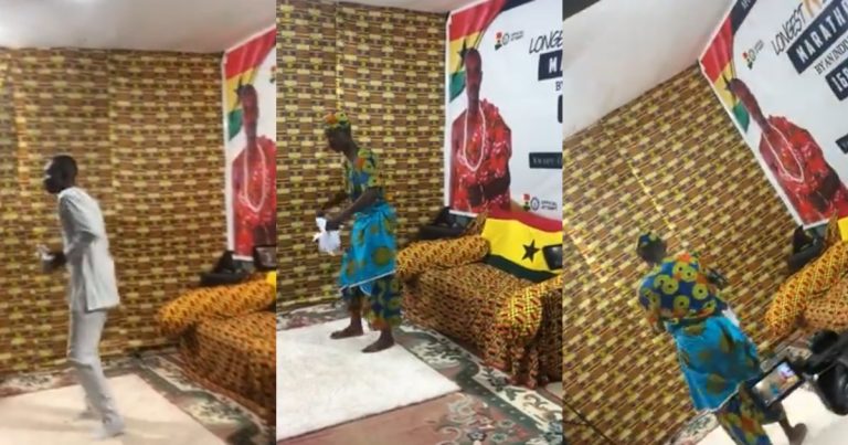 Ghanaian man set to break the Guinness World Record for the longest dance by an individual, set to dance for 7 days straight (WATCH)