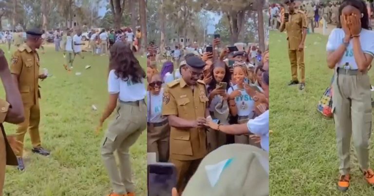 Heartwarming Moment NDLEA Officer Pops The Question To His NYSC Corper Girlfriend Goes Viral (WATCH)