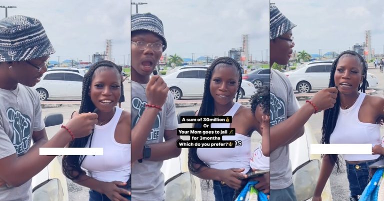 Internet in sh0ck over lady's response when asked to choose between 30 million and her mother going to pr!son (VIDEO)