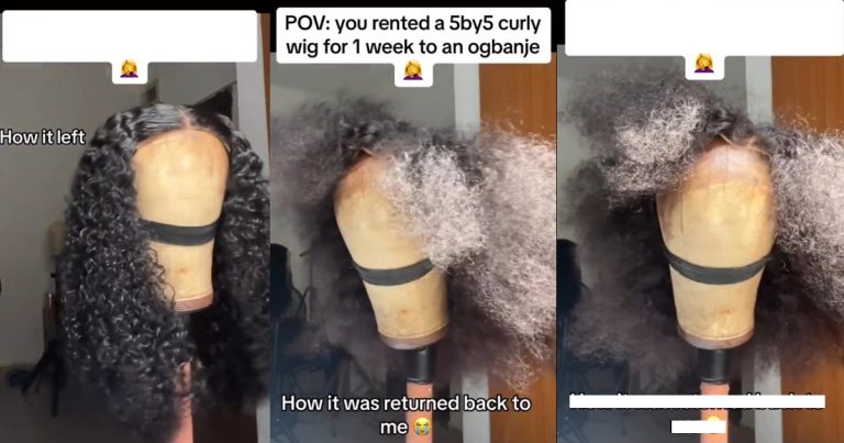 Lady reveals the state of her wig before and after she rented it out (VIDEO)