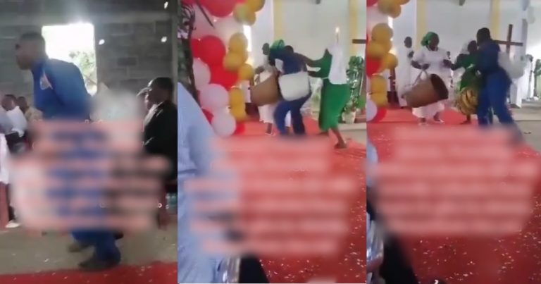 Man storms church to take back a bunch of plantains that wife took to gift church (WATCH)