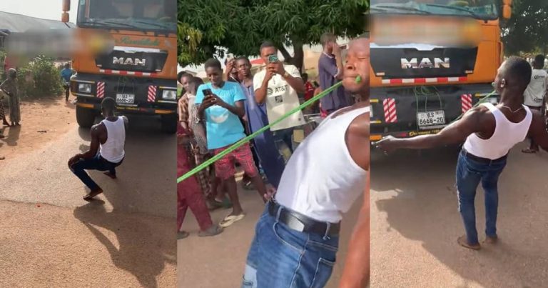 Man's Stúns The Internet As He Pulls Truck With His Teeth (VIDEO)