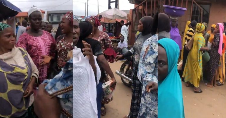 Market women angr!ly gathered and stormǝd colleague's shop that sells Garri at a cheap price (WATCH)