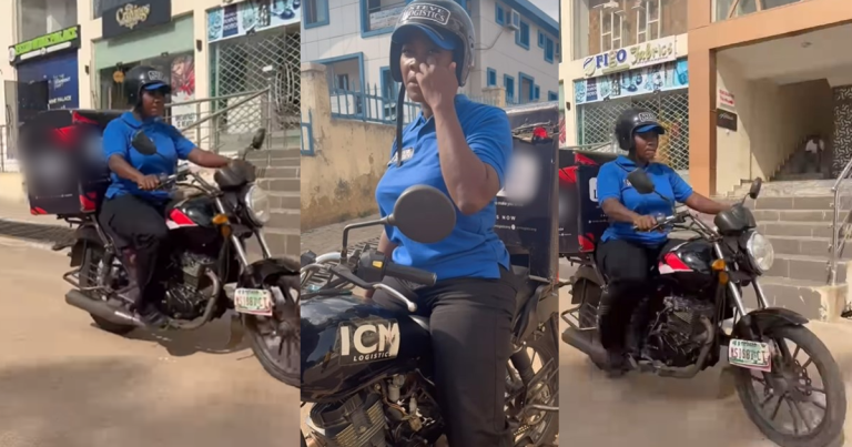 Mercy Johnson's husband turns a bl!nd eye as the actress rides a delivery bike like an expert (VIDEO)