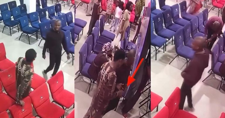 Netizens React As CCTV Footage Exposeǝs Thǝft As Man Stǝals Phone Of New Church Member (VIDEO)