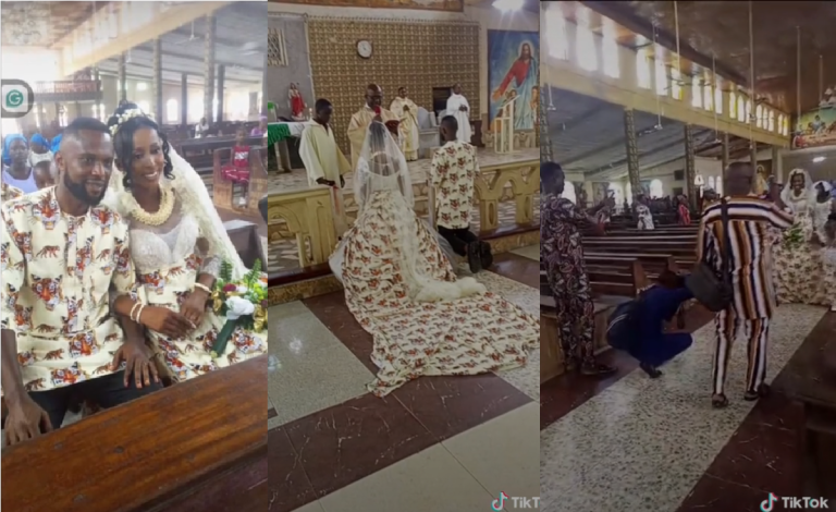 Nigerian Couple's Unique And Unusual Wedding Attire Draws In Admiring Viewers (VIDEO)