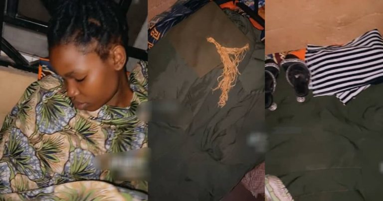 Nigerian Student Sleeps While Sitting, As She Gives Up Her Bed For Her Matriculation Gown, Clothes And Shoes, Ahead Of Ceremony (WATCH)