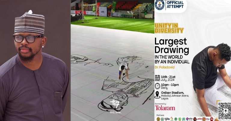 Nigerian Visual Artist, Fola David Embarks on Making the World's Largest Drawing for the Guinness World Records