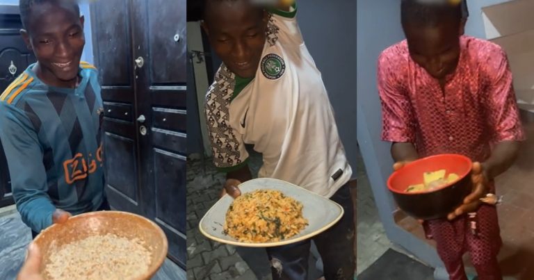 Nigerian lady receives accolades as she reveals the mouthwatering meals she serves her gateman daily (WATCH)