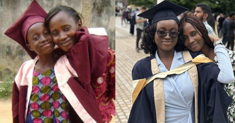 Nigerian lady recreates graduation photo with her mother as she bags Master's degree (IMAGES)