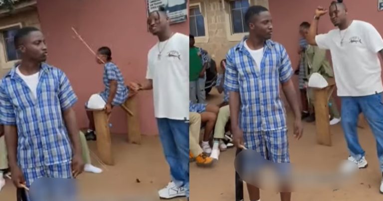 "No pain, No gain" – Shocking moment man subjects himself to 20 strokǝs of canǝ for N100,000 (VIDEO)