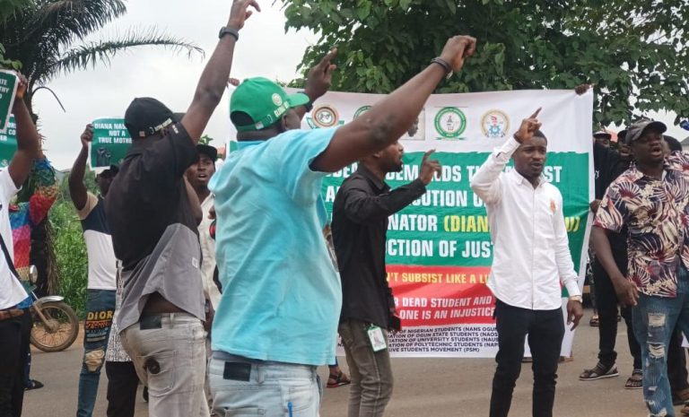 Ogun students protest killing of colleague by hit-and-run driver