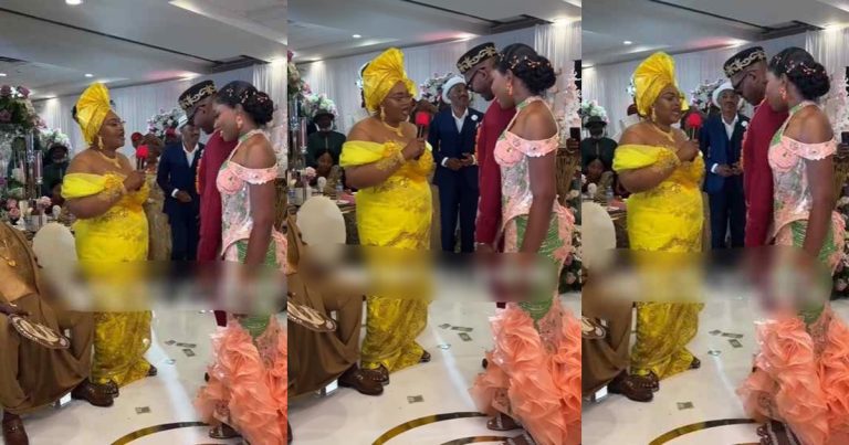 "I know how many women I rejected before I picked her" – Groom's mother says as she prays for a couple on their wedding day (WATCH)