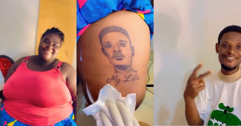 Lady Makes Singles Gush As She Inks Her Boyfriend's Face On Her Lap (VIDEO)