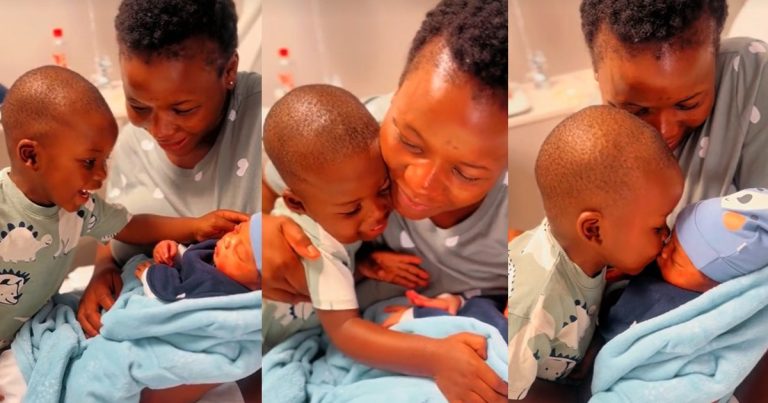 Little boy mǝlt hearts after meeting his baby sibling for the first time (VIDEO)