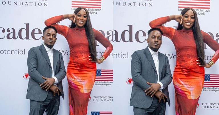 "MI Abaga no suppose agree to snap this picture na" – Adorable picture of American basketball player, Chiney Ogwumike and Nigerian rapper, M.I Abaga raises eyebrows