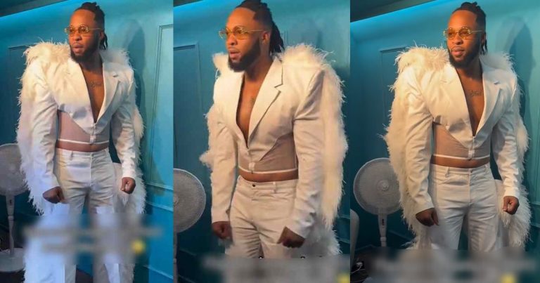 Nigerian singer, Flavour turns head over his outfit to his London concert (WATCH)