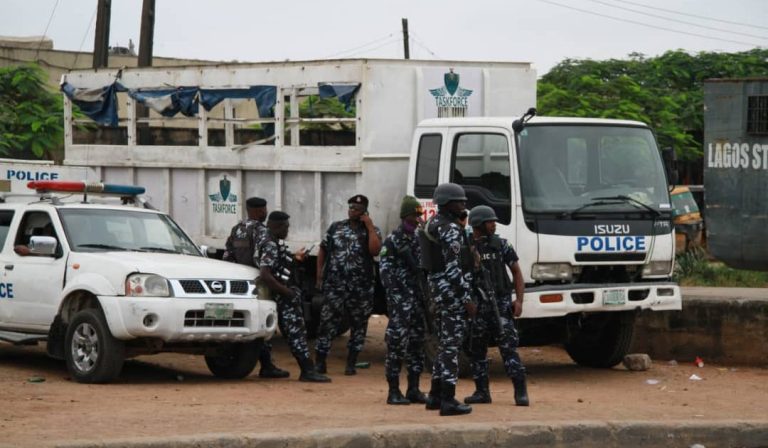 PICTORIAL: Police deployed heavily in Lagos ahead of Protest