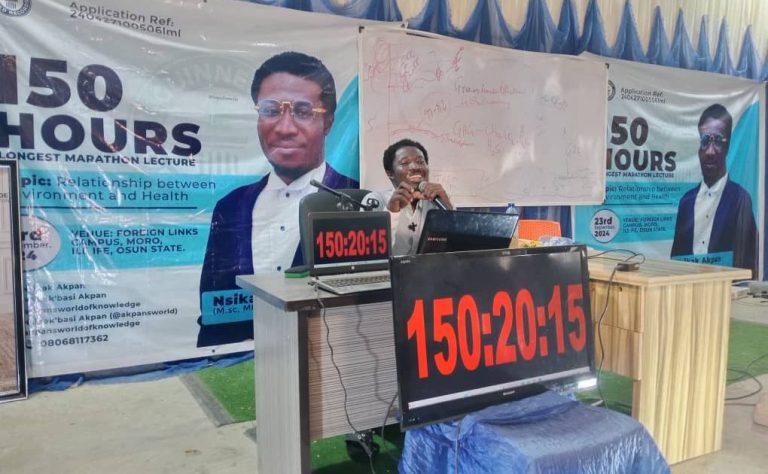 150-Hour marathon lecture:Osun lecturer breaks world record