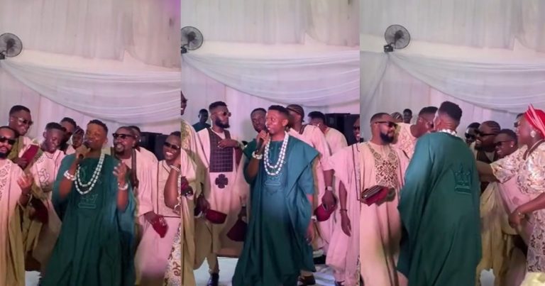 "Lastborn don marry" – Hilarious moment groom entertains his wedding guests with the popular nursery rhyme, Baby Shark (VIDEO)