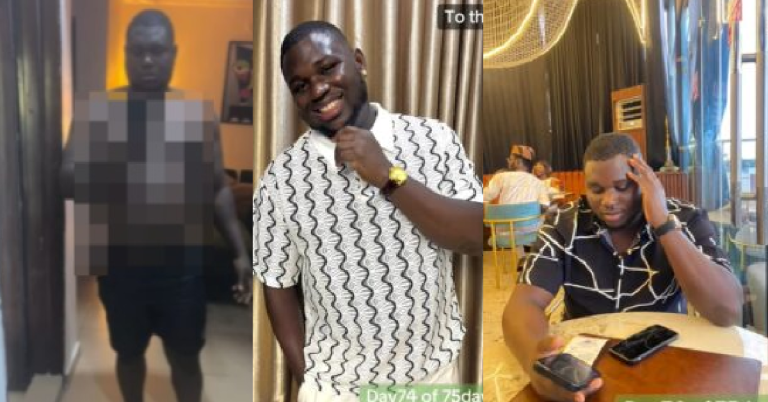 "Where is the weight loss?" – Nigerian man shows off his jaw-dropping 75-day weight loss journey (WATCH)