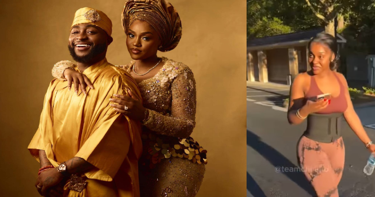 Fans Gaze In Awe As Davido’s wife, Chioma, Is Spotted Walking In Their U.S. Neighbourhood (WATCH)