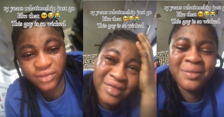 Netizens are in disbelief as a lady moúrns her broken long-term relationship (VIDEO)