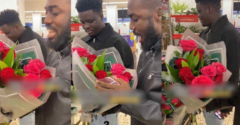 "No wonder Nigerian girls don't appreciate flowers" – Abroad-based Nigerian man queries foreign ladies fascination for flower bouquet (WATCH)