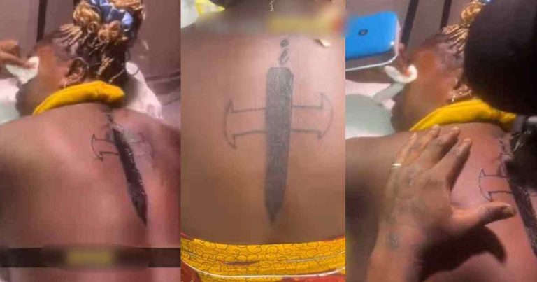 "You just w@ste your time, your money and your pa!n" – Lady reveals jaw-dropping design of friend's 'sw0rd' tattoo (WATCH)