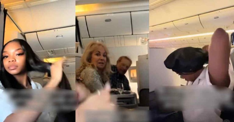 "me minding my business in business class" – Lady brushes hair, ignores unpleasant stares on business class flight (VIDEO)