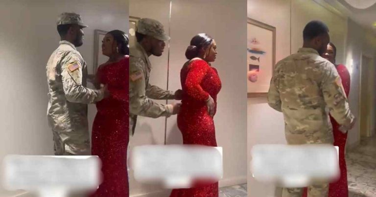 "She’s shocked she’s not surprise" – Nigerian man in US Army Surprises His Fiancée on Her Birthday Photoshoot (VIDEO)