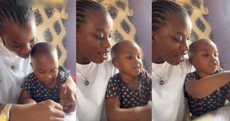 "A for Adiye" – Lady sh0cked as little girl associates an English alphabet with a Yoruba word (WATCH)