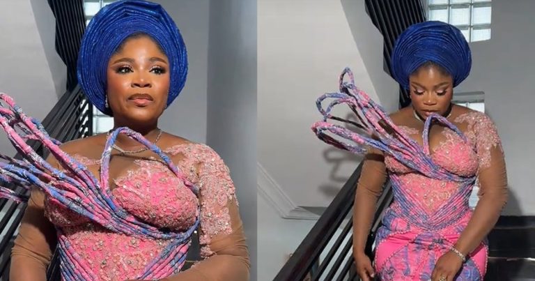 "Doing too much on top person wedding, when it's not a fashion show" – Actress Eniola Ajao's wedding outfit to skit maker Kamo State wedding sp@rks contr0versy (WATCH)