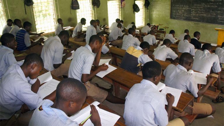 Students taking exam