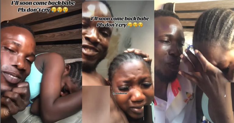 "Na evil forest he dey go?" – Lady búrst into tǝars as boyfriend leaves for work, netizens react (VIDEO)