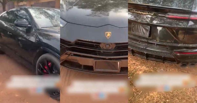 Reactions as a student arrived at the University of Benin in Lamborghini (VIDEO)