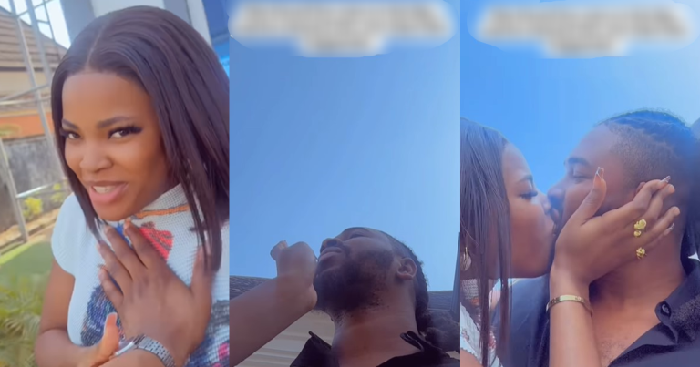 A couple gets passionate in public as a man wipes the lipstick from his girlfriend's lips while k!ssing (WATCH)