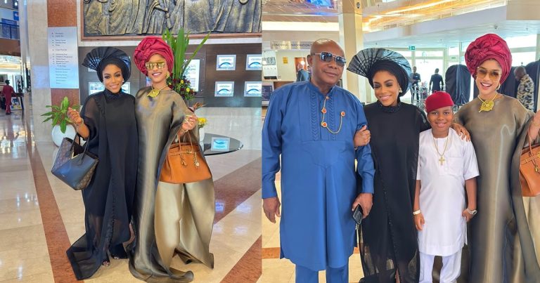 Actress Tonto Dikeh shares beautiful family photos following union with her long-lost sister (IMAGES)